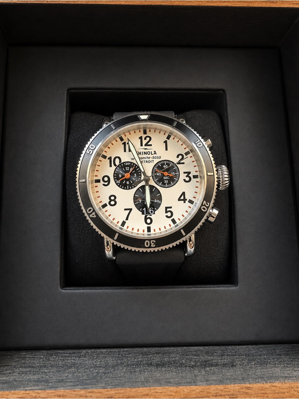Shinola Runwell Sport Chronograph 48mm Ivory S0120183149 Box & Papers
